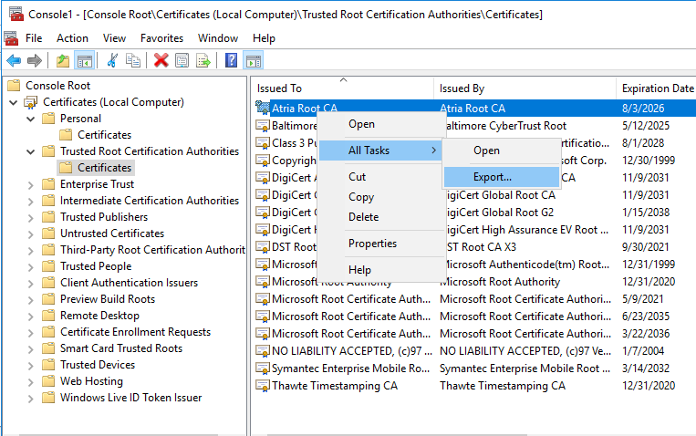 Certificate Transfer Proces