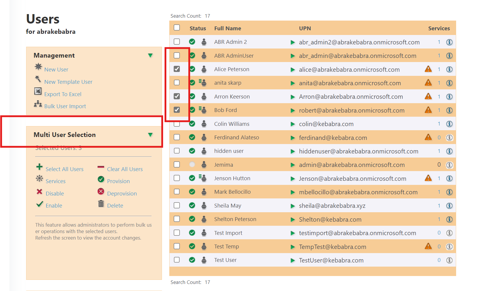 Multi-User Selection Example