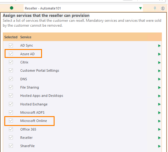 MSOL Service Provisioning