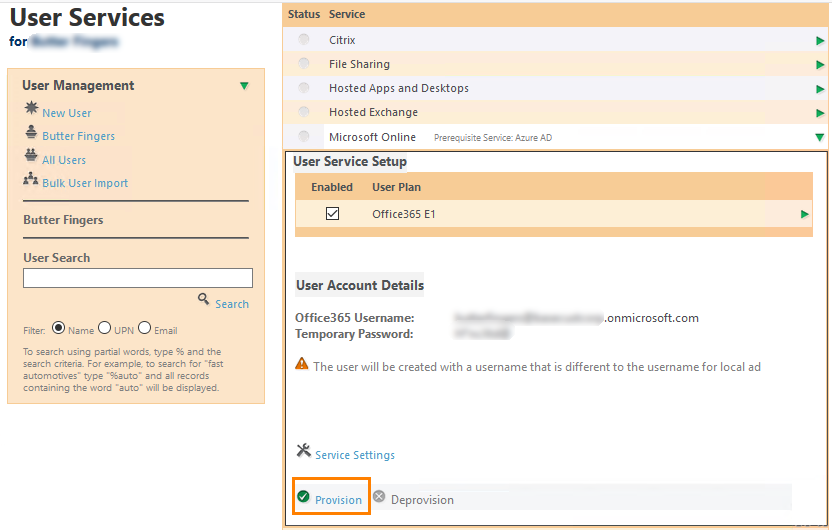 MSOL Service Provisioning