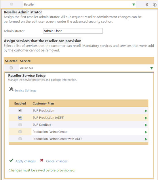 Reseller Service Setup Msol