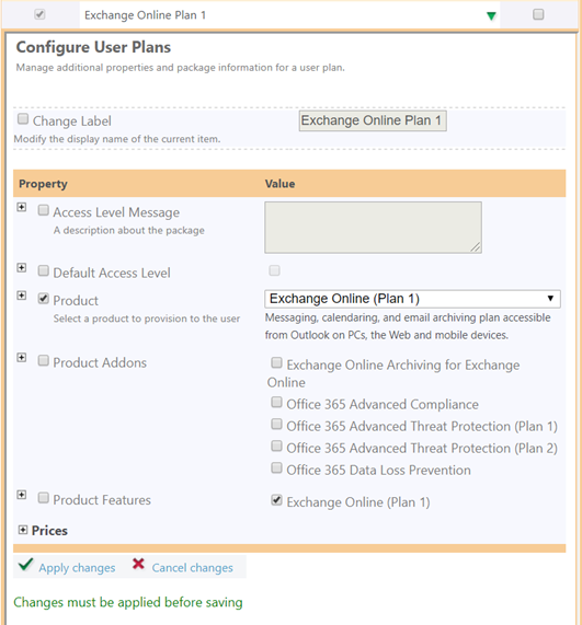 Setup User Plans