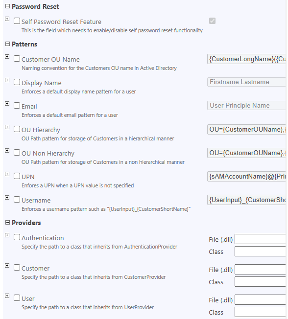 Service Settings